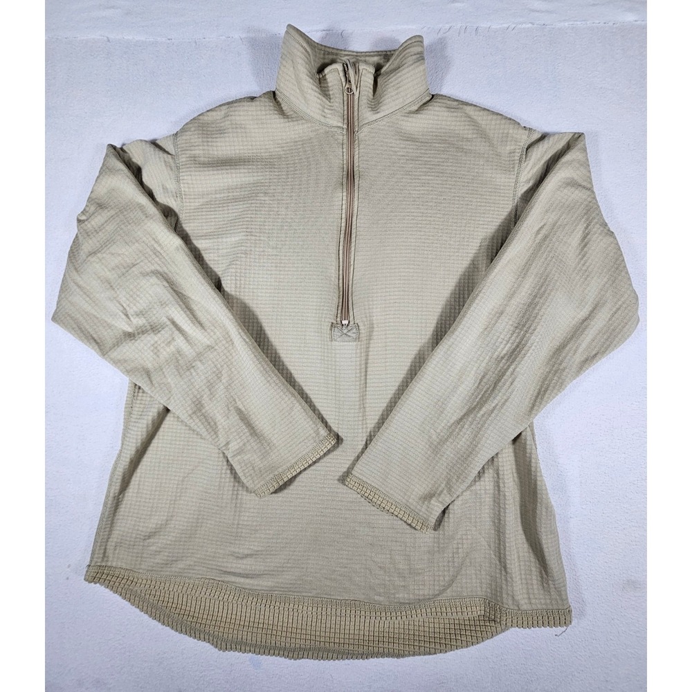 Polartec Waffle Knit Quarter Zip Pullover Coyote‎ Tan Grid Fleece Mens Large